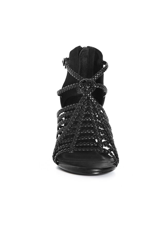 WIDE FIT Braided Front Straps Mida Block Heel - black, BLACK, alternate image number 4