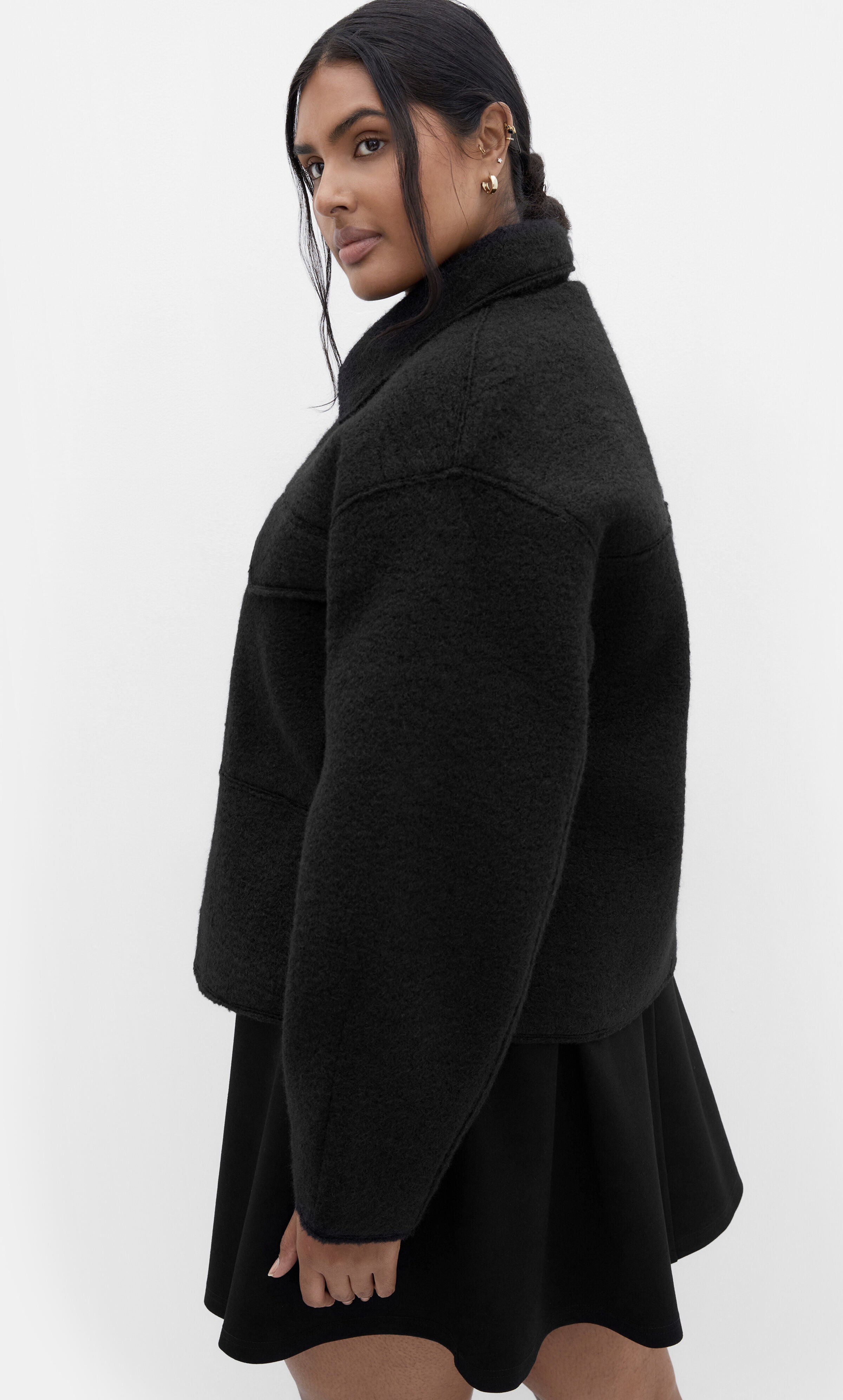 Boucle Zip Front Jacket - black, BLACK, alternate image number 1