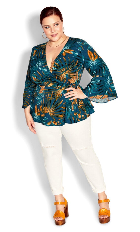 Island Print Top - teal, BLUE, alternate image number null