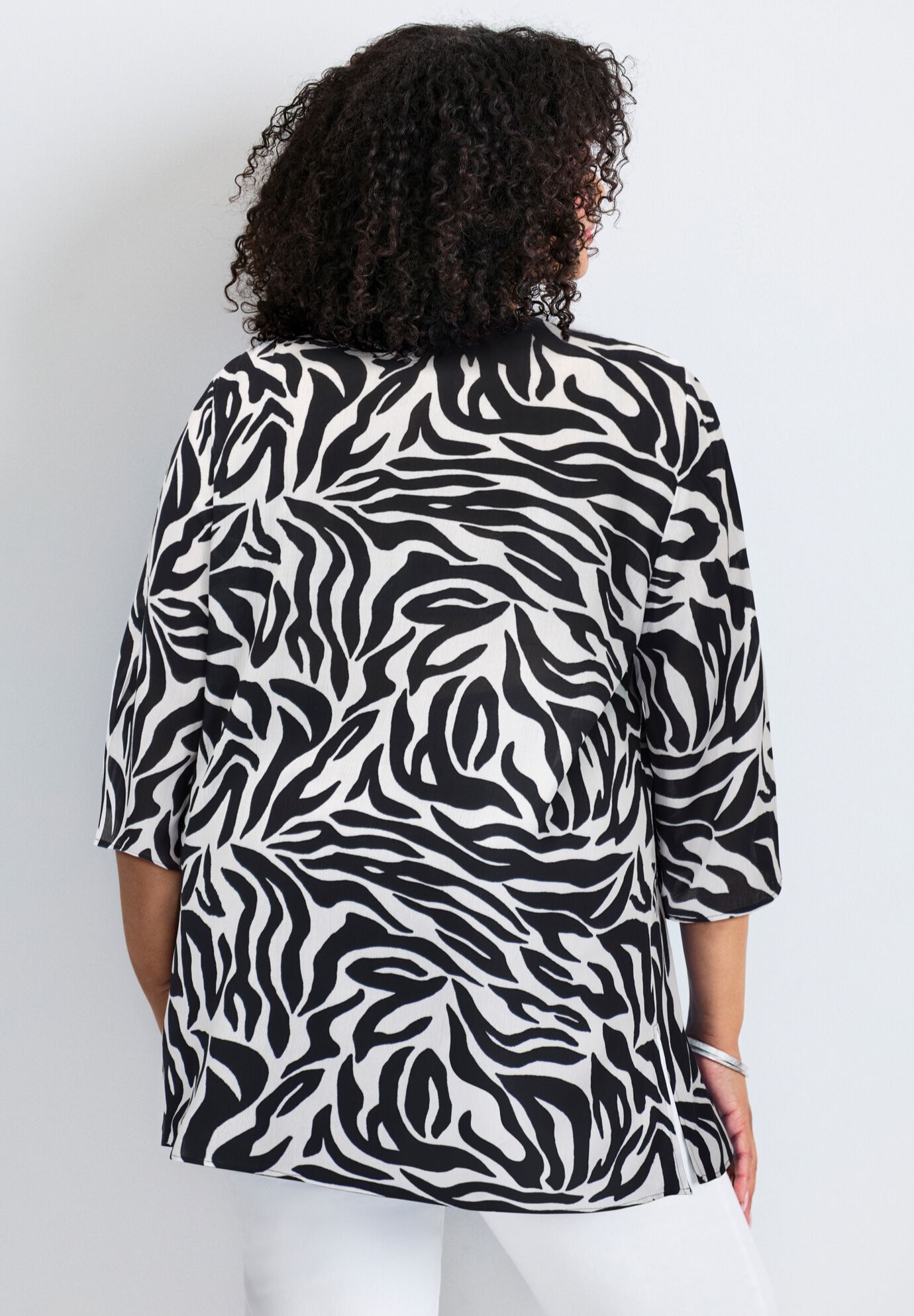 Beaded Embellishment Tunic, BLACK ABSTRACT ZEBRA, alternate image number 2