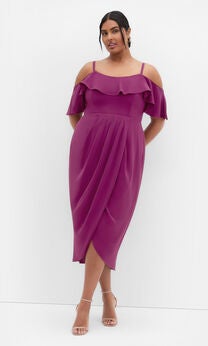 Flirtation Drape Midi Dress - cerise