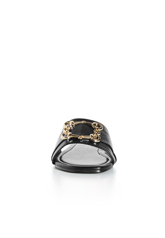 Bejewel Gold Chain Slide - black, BLACK, alternate image number null