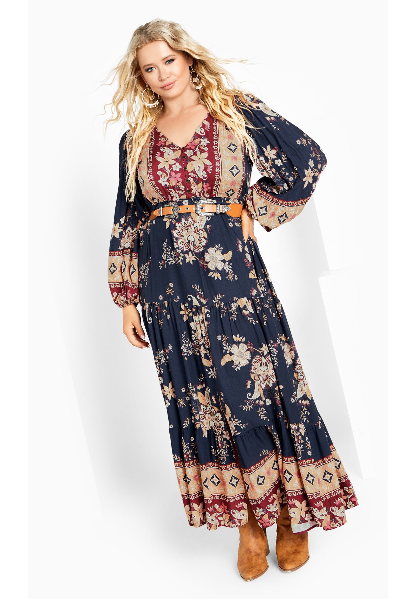 Ellery Long Sleeve Maxi Dress, BLUE FANTASY, alternate image number 4