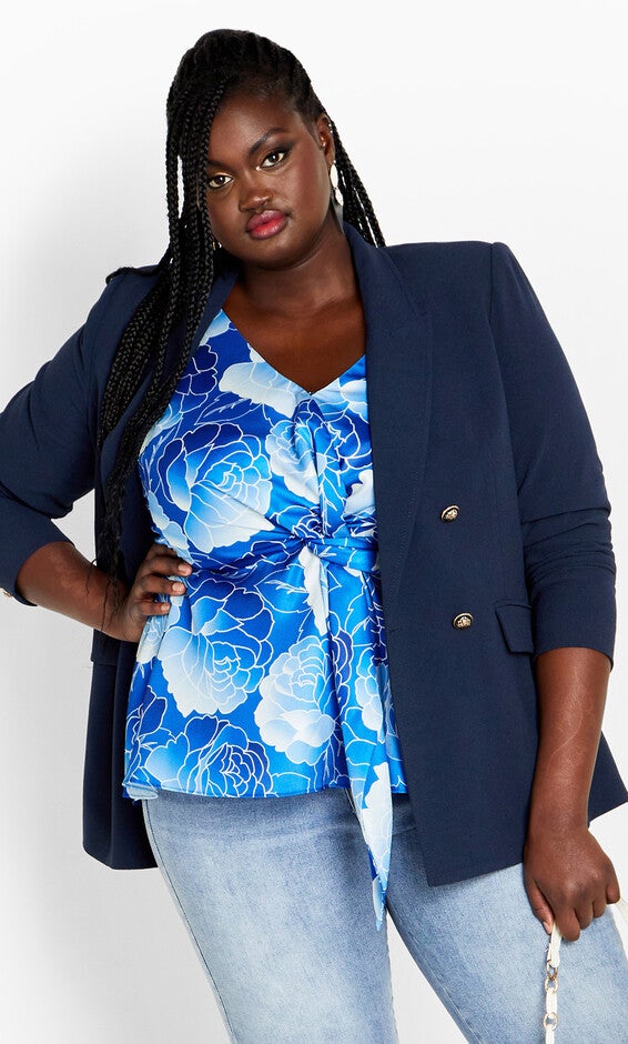 Serena Print Top - soft blue, BLUE, hi-res image number null