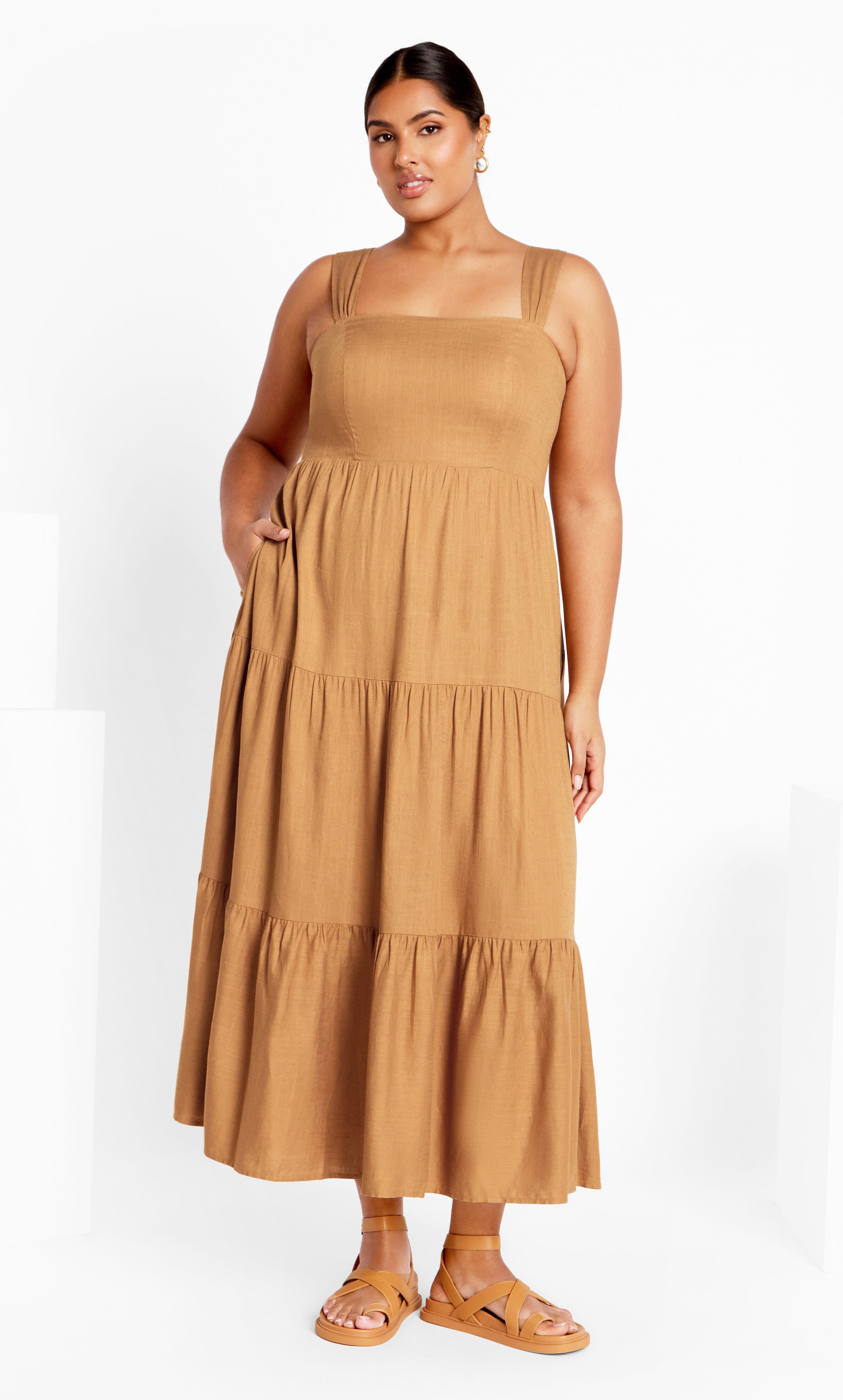 Livvy Maxi Dress, BROWN, hi-res image number 0