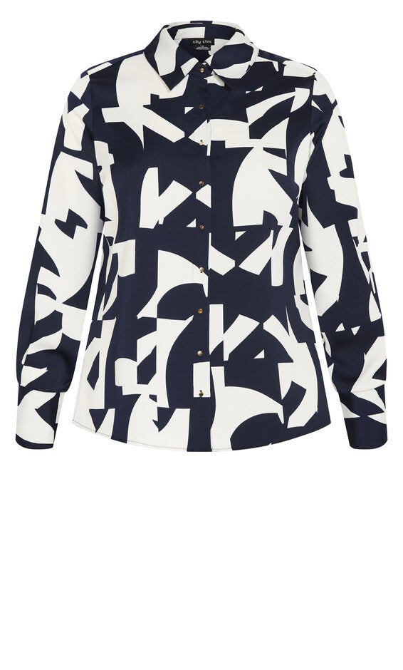Enya Print Shirt - ivory, BLUE, alternate image number 3