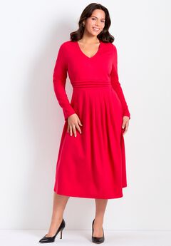 Ponte Fit And Flare Midi Dress