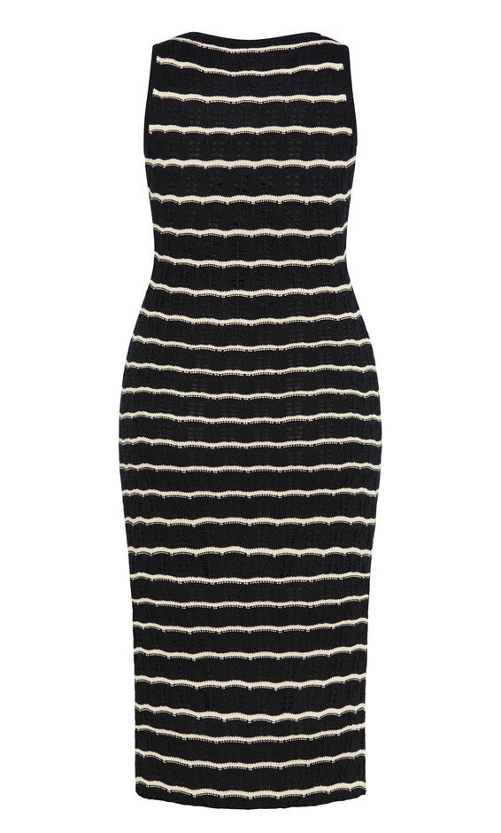 Crochet Stripe Dress - black, BLACK, alternate image number 4