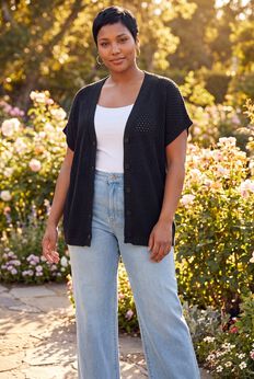 Short Sleeve Button Front Cardigan
