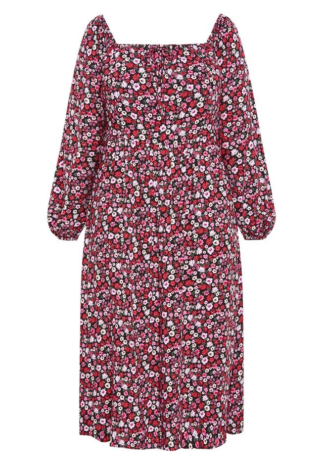 Jessie Print Dress - beet red, BLACK, alternate image number 3