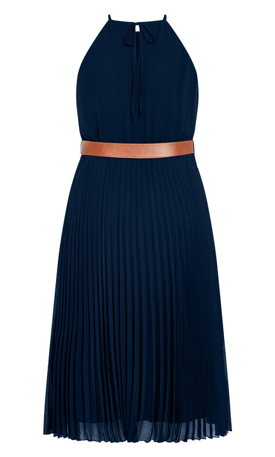 Halter Pleat Dress - navy, BLUE, alternate image number 6