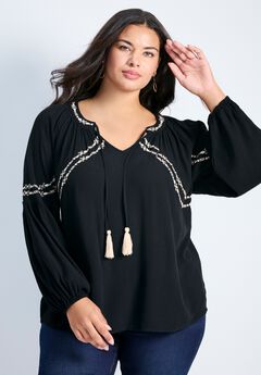 Isabelle Emb 3/4 Slv Top