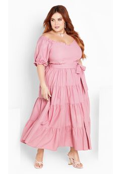 Puff Sleeve Maxi Dress - blush