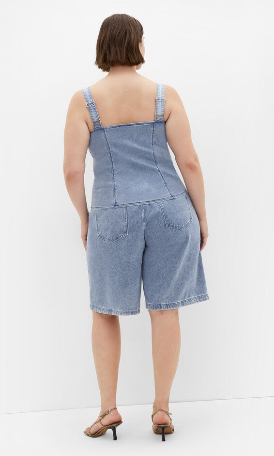 Abbie Denim Top - light wash, BLUE, alternate image number 3