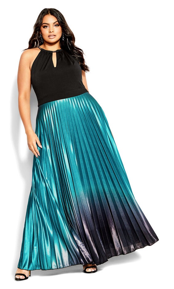 Pleated Ombre Maxi Dress - black, BLACK, alternate image number 2