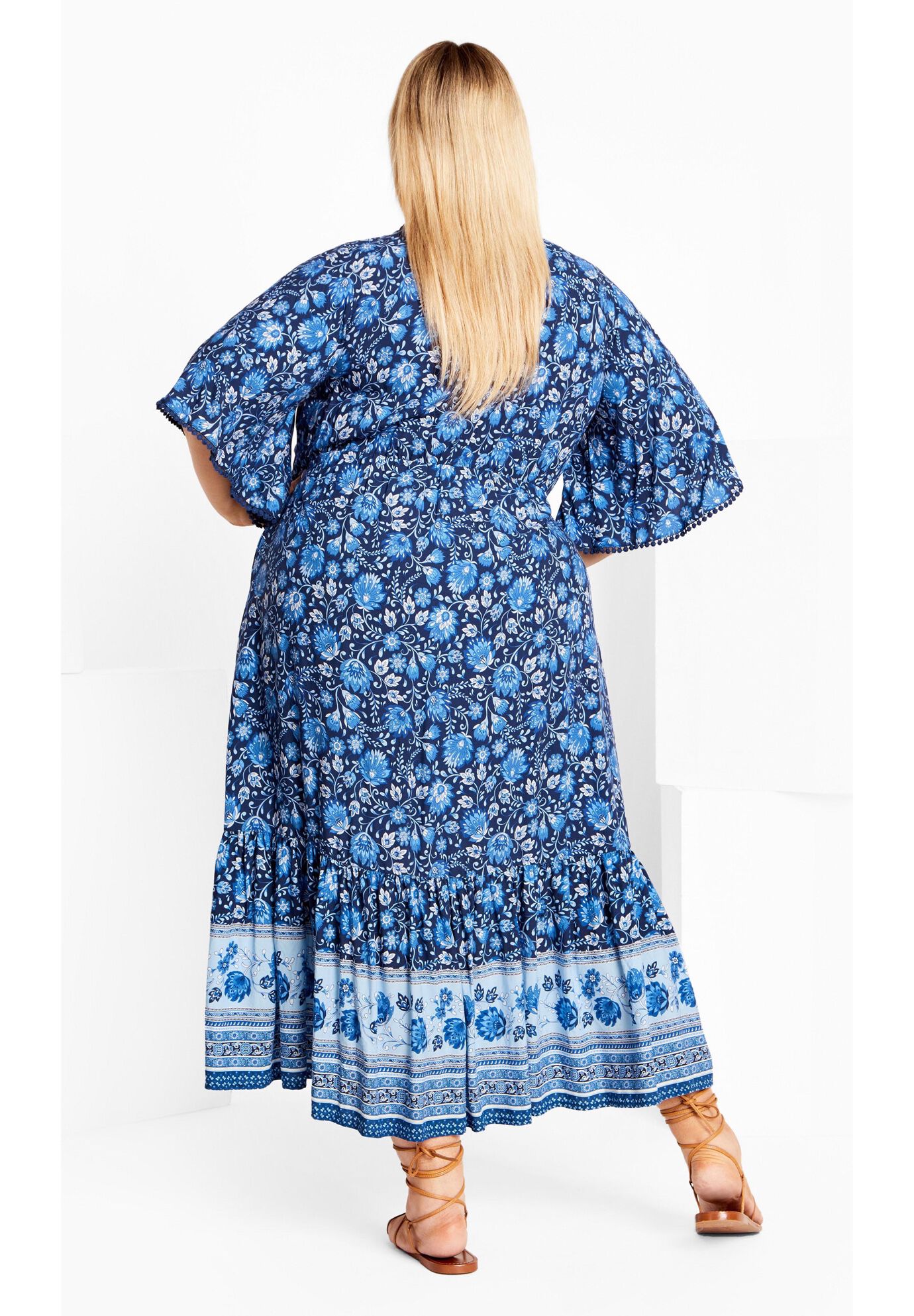 Utopia Border Print Dress, BLUEBELL BORDER, on-hover image number 1