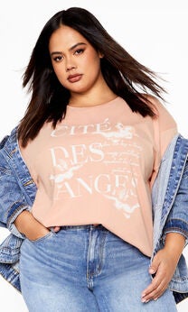 Oversized Angels Tee - dusty rose