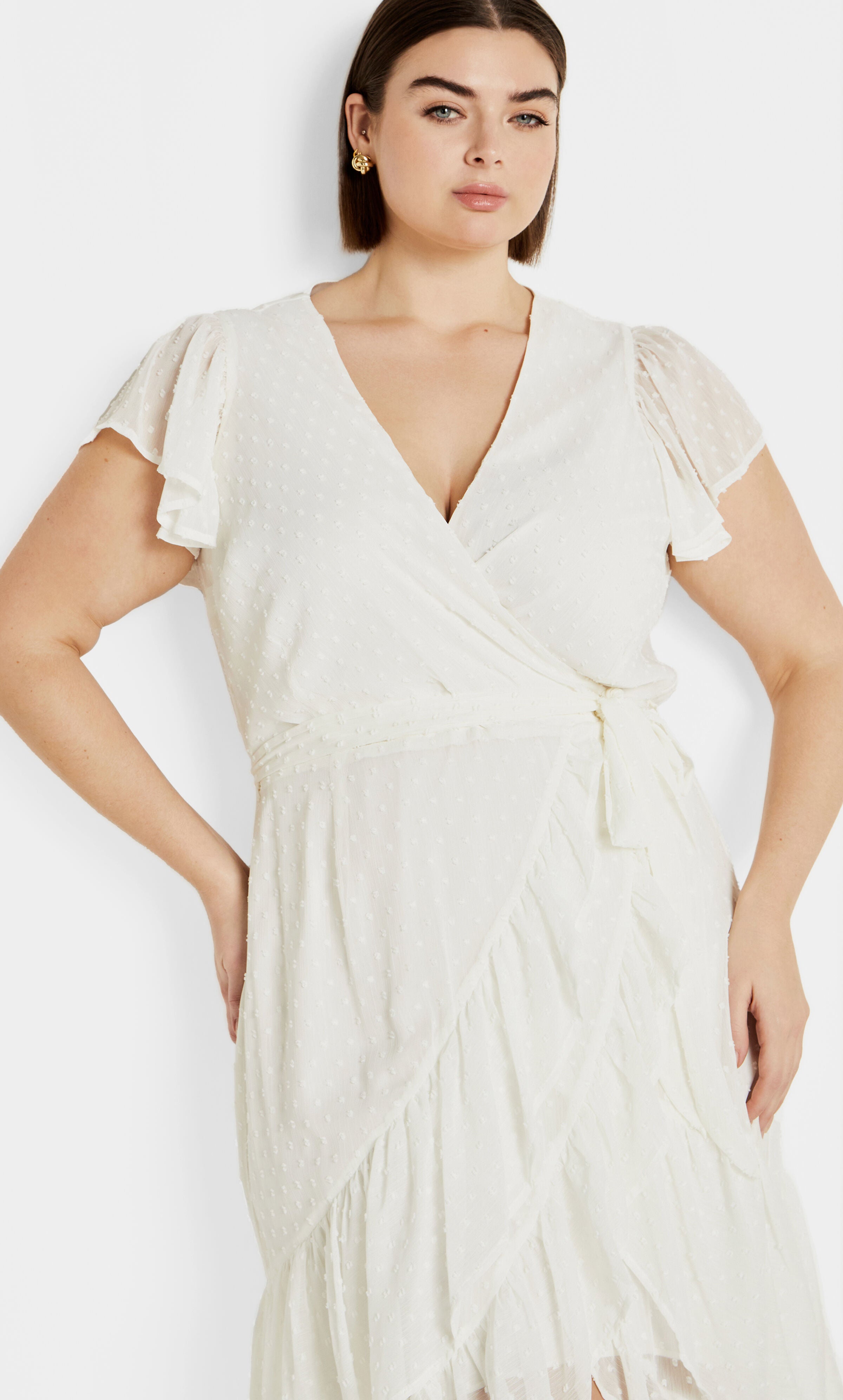 Midi Frill Dee Dress - ivory, WHITE, alternate image number 3