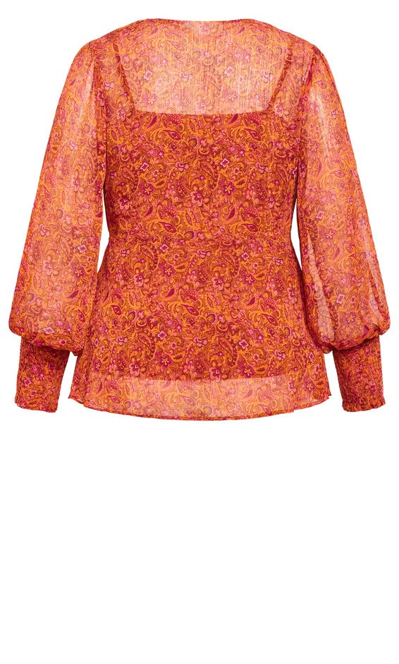 Alexis Print Top - rust, ORANGE, alternate image number 5