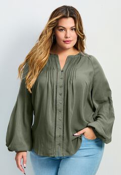 Gabby Embroidered Pintuck Shirt