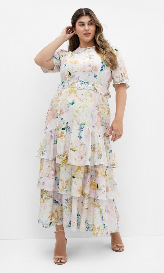 Garden Of Love Linen Maxi Dress - pout, CREAM, alternate image number 1