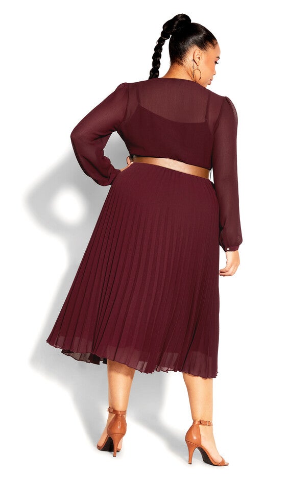 Precious Pleat Dress - oxblood, RED, alternate image number null