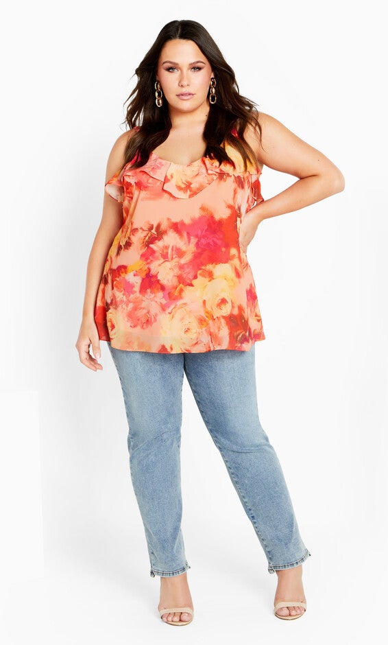 Mischa Print Top - l'amour, ORANGE, alternate image number 3