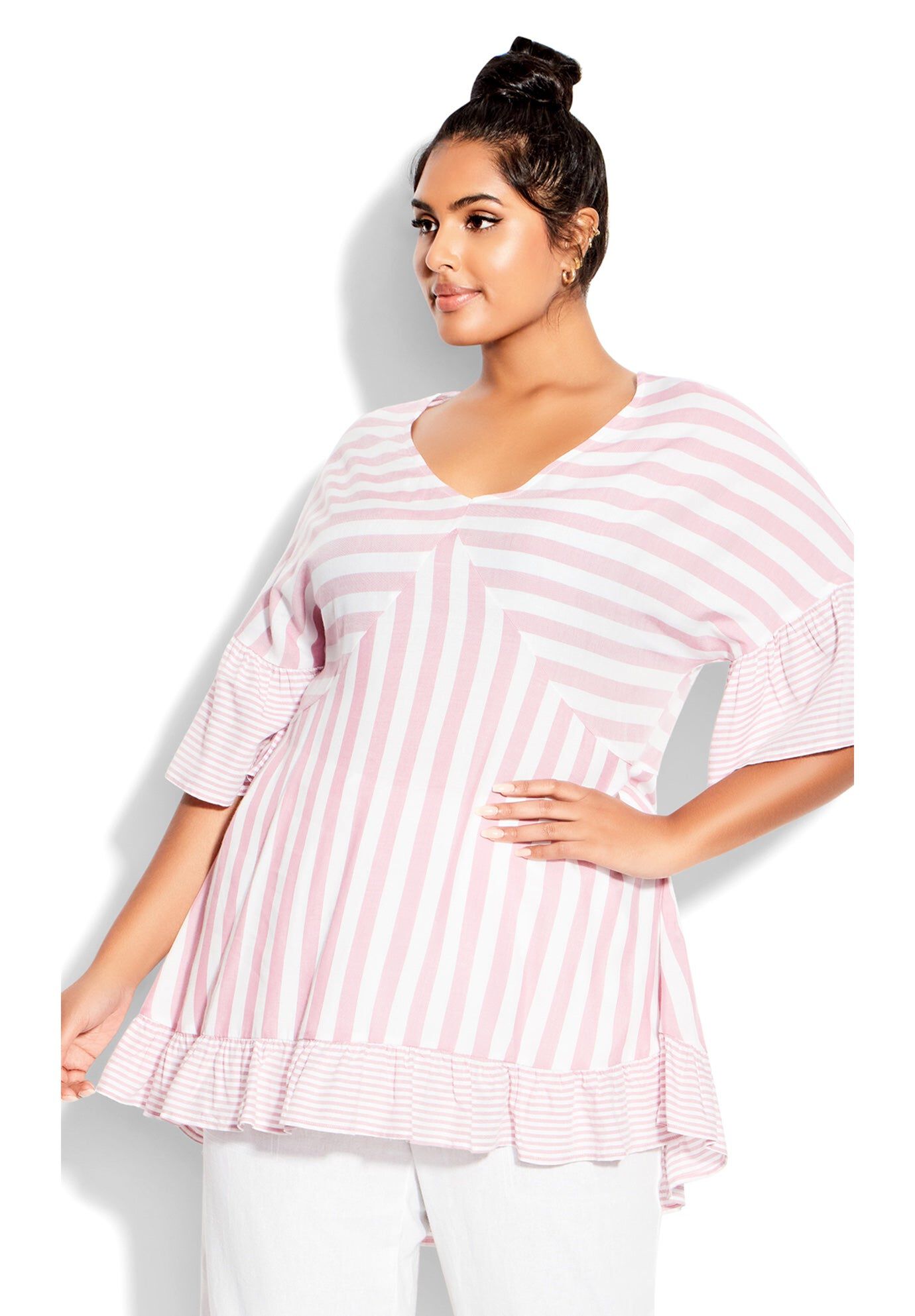 Hattie Stripe Tunic, CHERRY, hi-res image number 0
