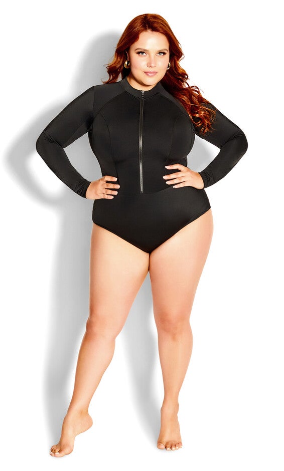 Cancun Long Sleeve 1 Piece - black, BLACK, hi-res image number null