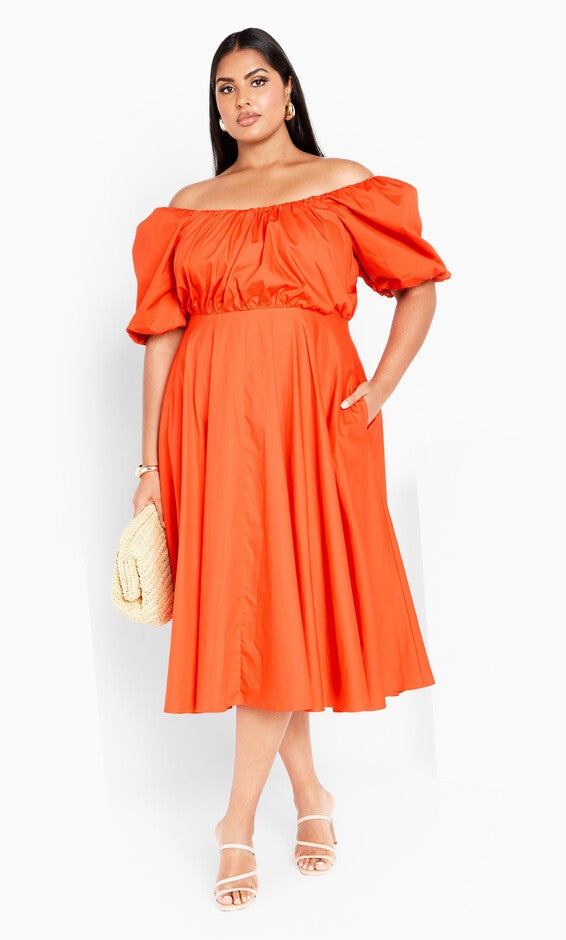 Rosabella Dress - tangerine, TANGERINE, hi-res image number 0