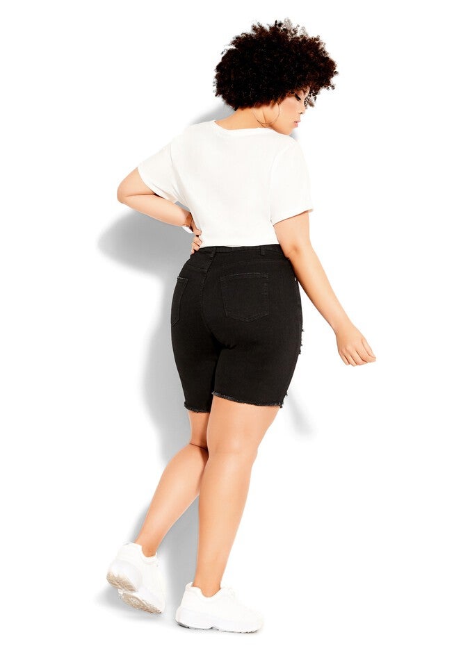 Longline Distressed Short - black, BLACK, on-hover image number 1