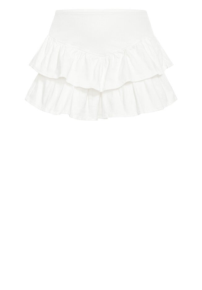 Amina Frill High Waist Mini Short - ivory, WHITE, alternate image number 4