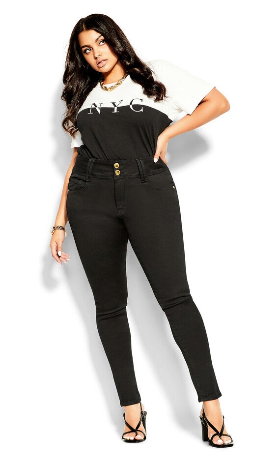 Asha Short High Rise Skinny Jean - black, BLACK, alternate image number null