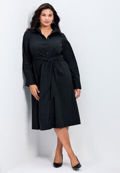 Bethany Poplin Tie Front Shirtdress