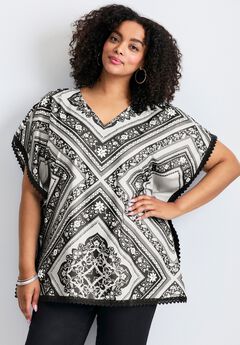 Crochet Trim Poncho Top