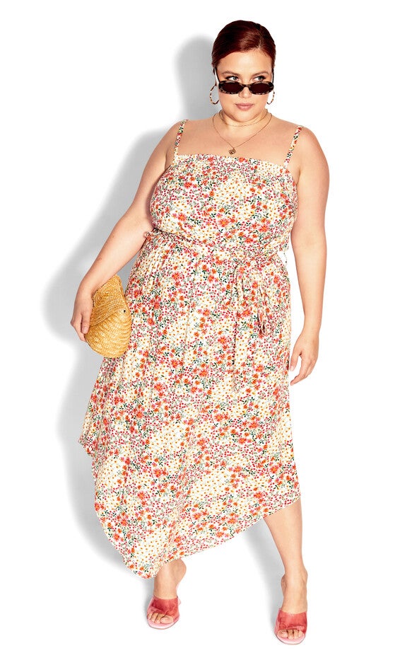 Tamika Print Dress - ivory, WHITE, hi-res image number 0