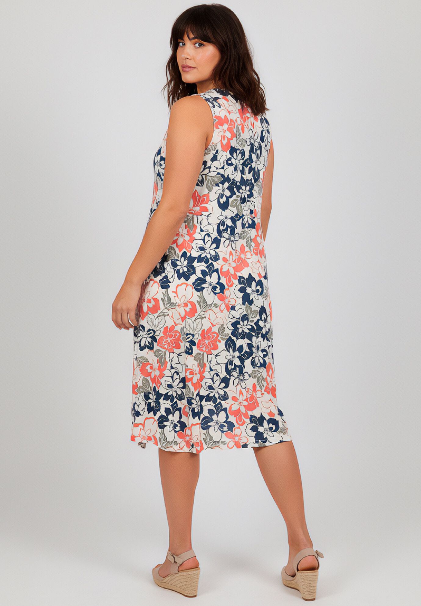 Cascade Dress, IVORY GRAPHIC FLORAL, on-hover image number 1