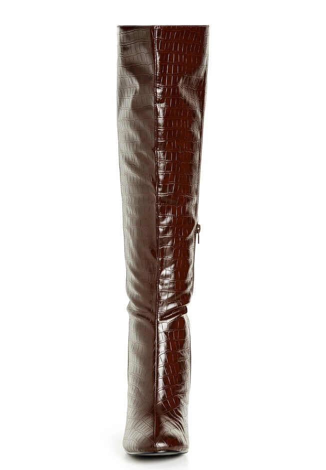 WIDE FIT Geordie Knee Boot - chocolate, CHOCOLATE, alternate image number null