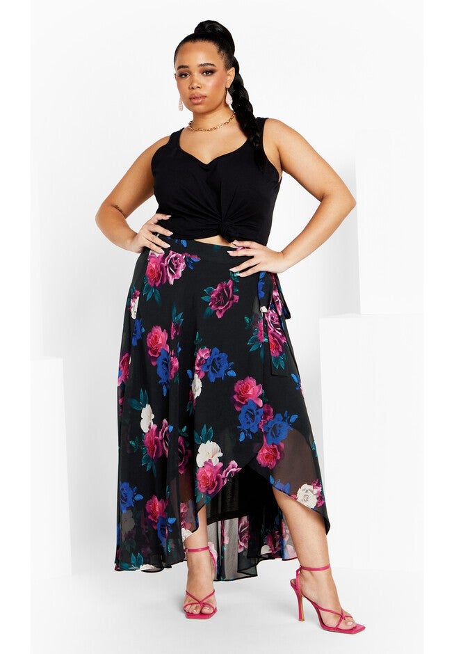 Michaela Print Skirt - black, BLACK, on-hover image number null