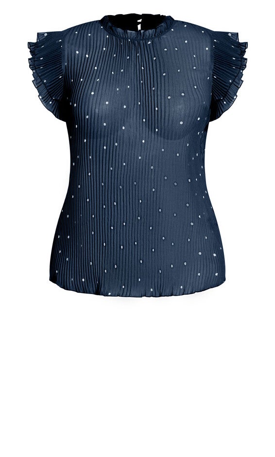 Pleated Spot Top - navy, BLUE, alternate image number null