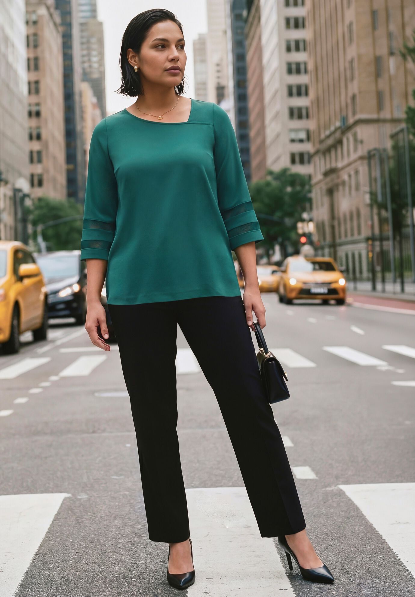 Sheer Bell Sleeve Tunic, MYSTIC PINE, alternate image number 5