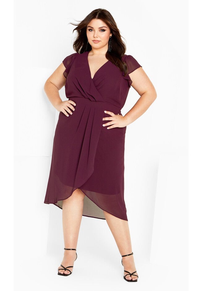 Wrap Swing Dress - spiced plum, PURPLE, alternate image number null