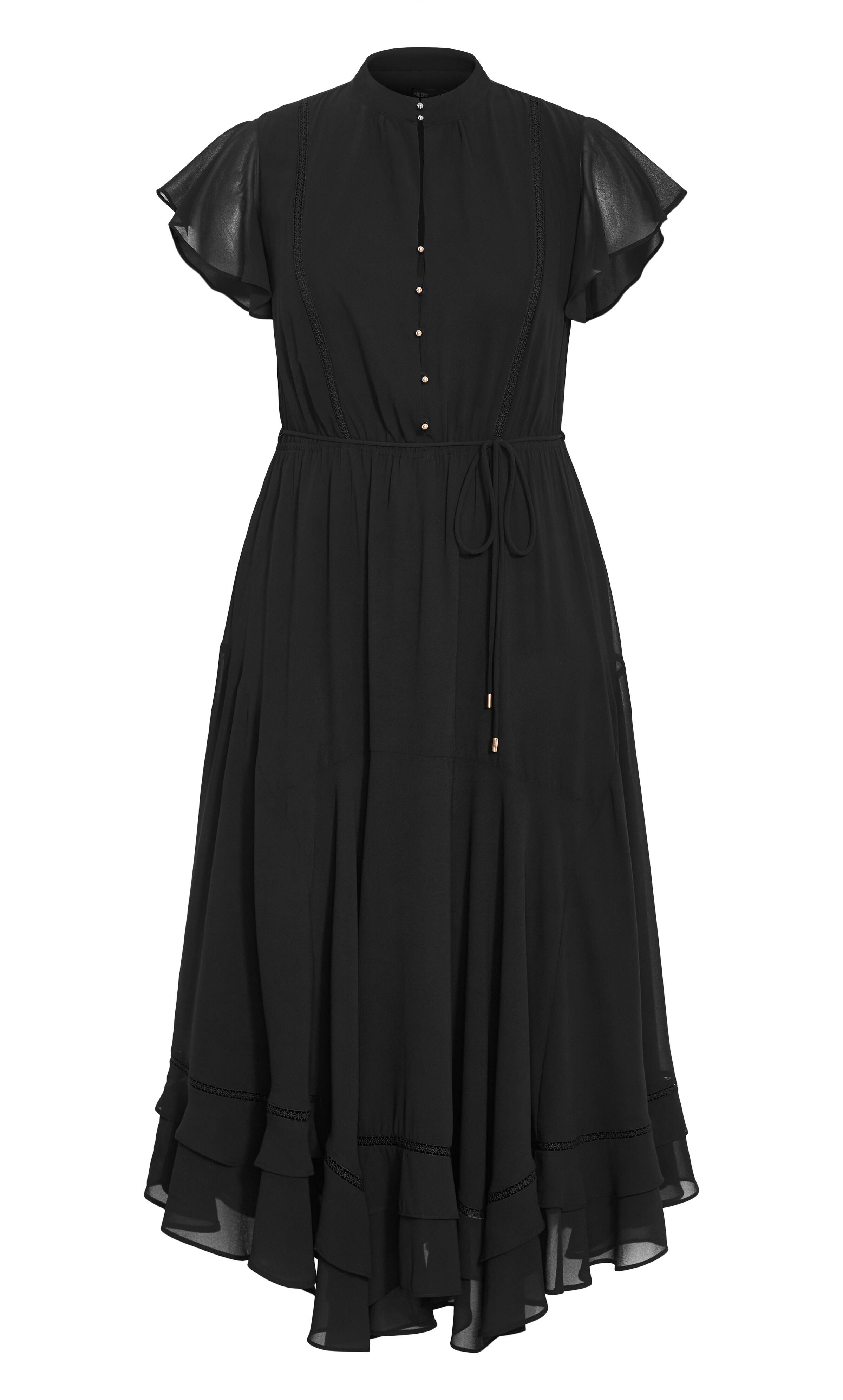 Yasmine Short Sleeve Maxi Dress - black, BLACK, alternate image number 5