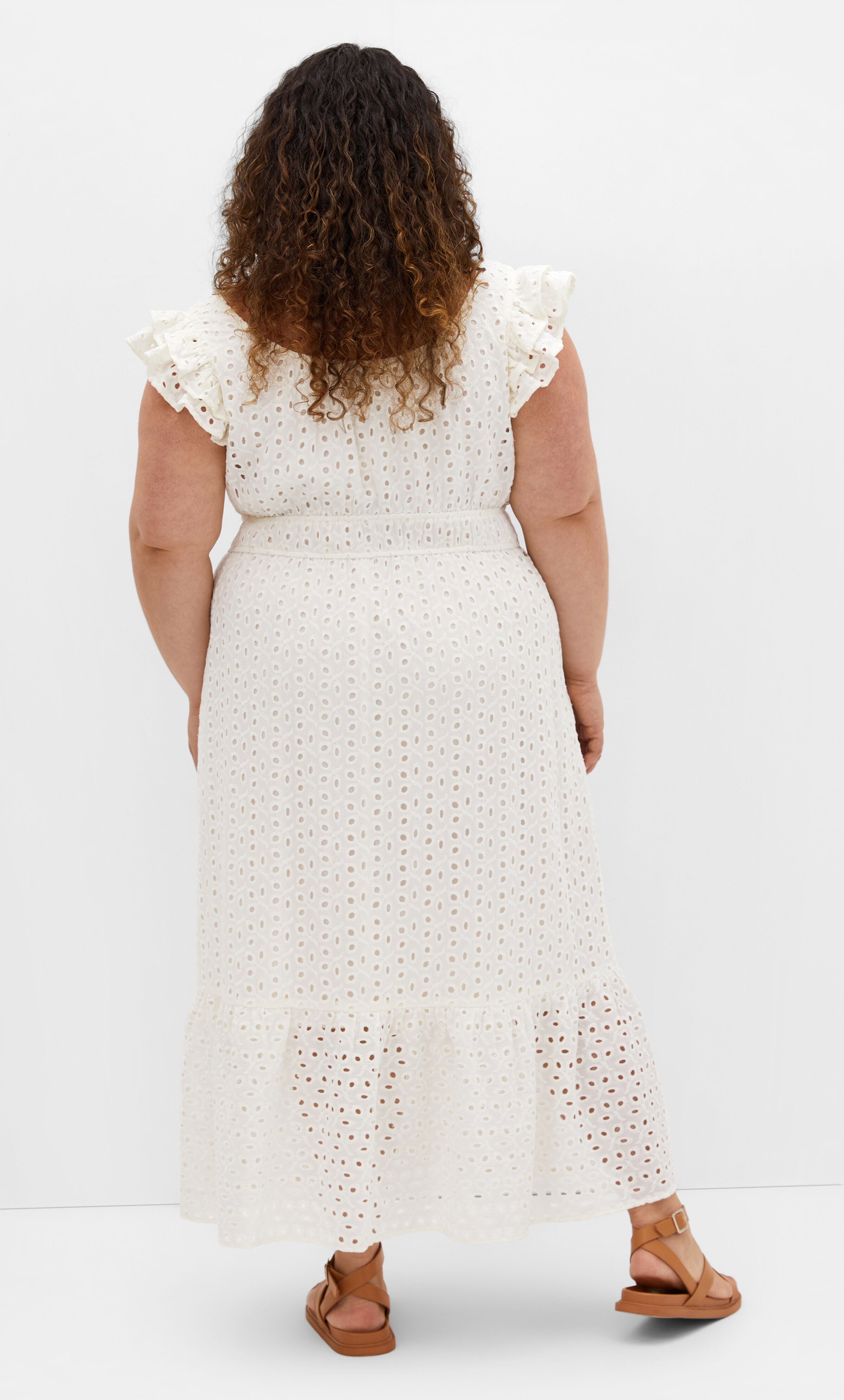 Sweet Broderie Midi Dress - ivory, WHITE, alternate image number 1