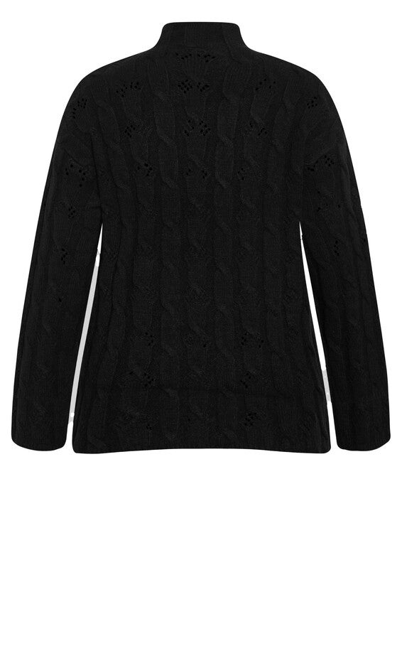 Iris Cable Sweater - black, BLACK, alternate image number null
