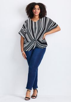Knot Front Dolman Sleeve Blouse