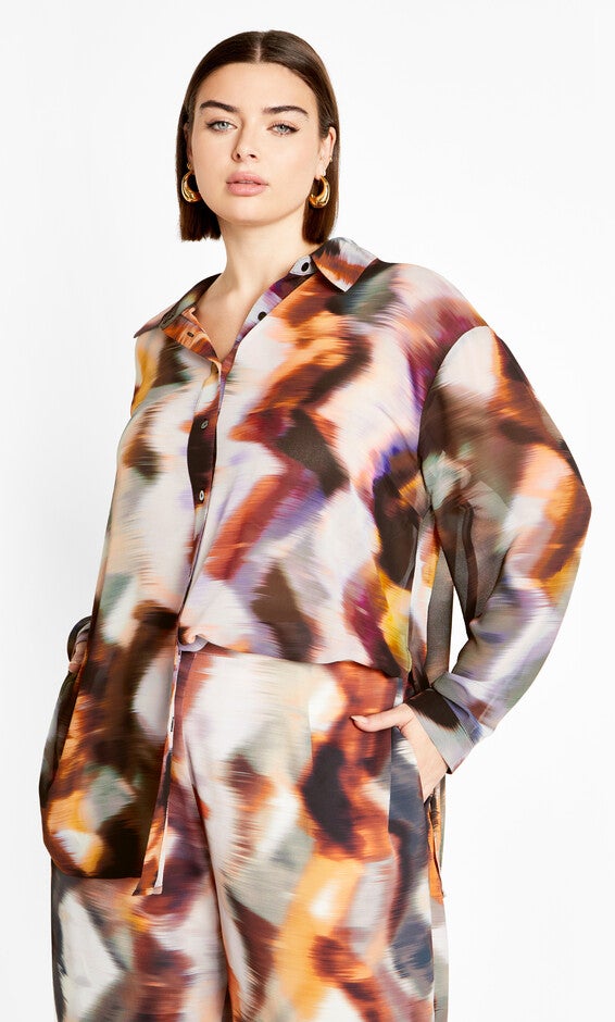 Sheer Lover Print Shirt - white, MINERALS, hi-res image number 0