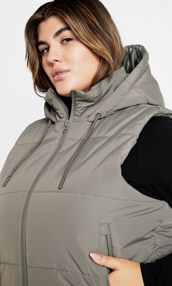 Ava Puffer Vest - sage grey, GRAY, alternate image number 2
