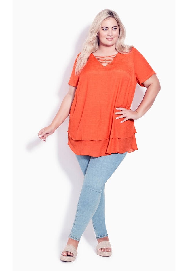 Marion Caged Tunic, TANGERINE, on-hover image number null