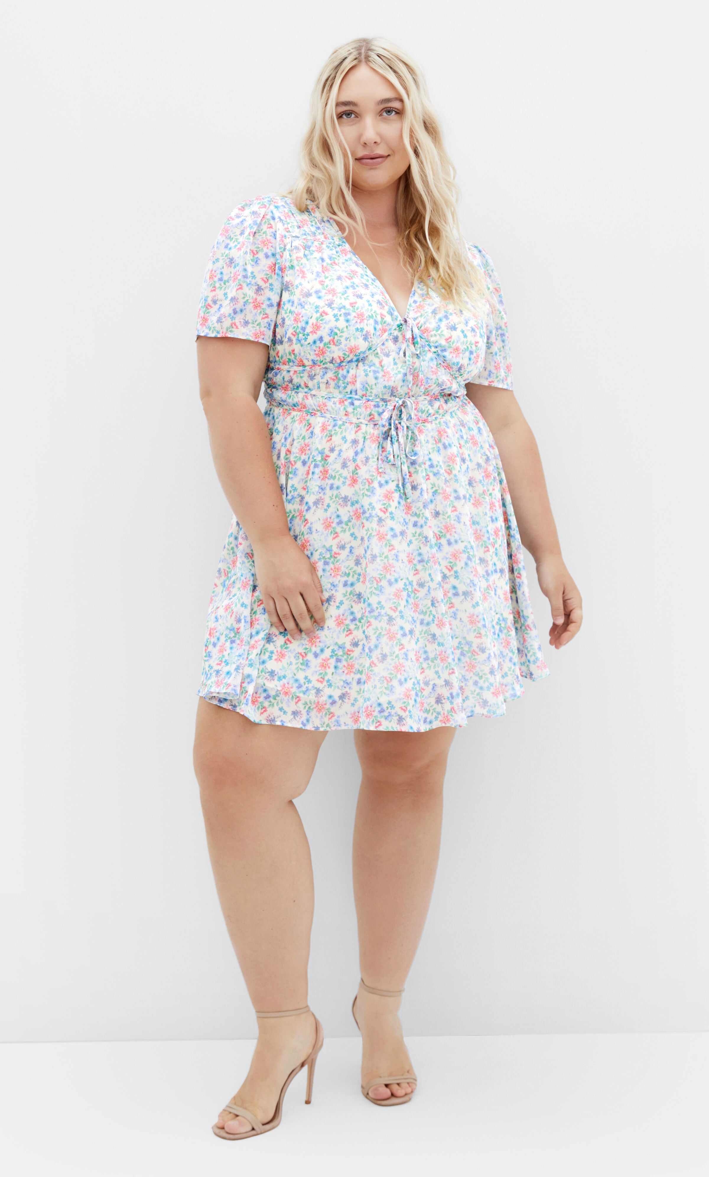 Cara Print Dress - cream, PURPLE, hi-res image number 0